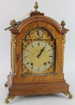 Late 19th Century arched westminster chime mantel clock, movement by Winterhalder & Hofmeier,