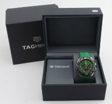 Tag Heuer Formula 1 chronograph stainless steel gents quartz wristwatch. The green dial with