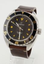 Eterna Super KonTiki gents automatic wristwatch, ref. 1273. The black dial with yellow dot markers