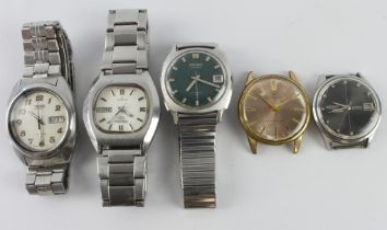 Seiko, five automatic gents wristwatches. Models to include; Weekdater (Sea Lion M55),