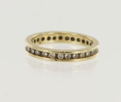 9ct yellow gold diamond full eternity ring, round brilliant cuts in a channel setting, TDW approx.