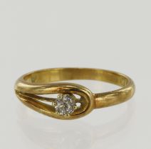 18ct yellow gold Victorian diamond keeper ring, old cut approx. 0.12ct, hallmarked Birmingham