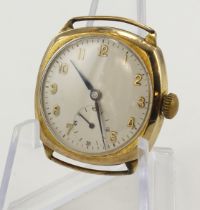 Gents 9ct cased manual wind wristwatch, the Dennison case hallmarked Birmingham 1950. The cream dial