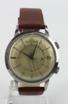 Gents stainless steel Jaeger-LeCoultre automatic memovox alarm wristwatch. The cram dial with