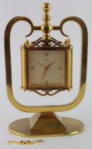 Imhof gilt brass desk compendium / weather station, comprising clock, hygrometer, barometer &