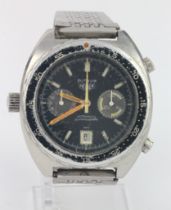 Gents Heuer Autavia Stainless steel automatic wristwatch, the black dial with two subsidiary