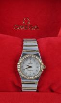 Omega Constellation 18ct gold and stainless steel quartz ladies wristwatch, ref. 12677500, purchased