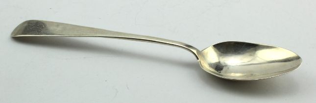 Paisley, silver old English pattern dessert spoon c1800 by J. & G. Heron, with the rare "rat"