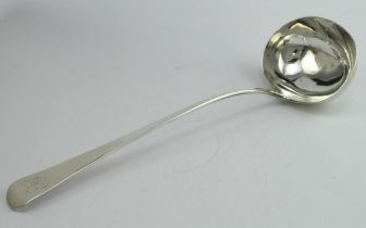 George III silver Old English pattern soup ladle hallmarked WE (Wm. Eley) London 1801, weight 4.