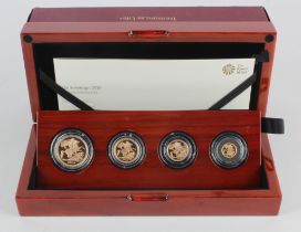 Four coin set 2019 (Two Pounds, Sovereign, Half Sovereign & Quarter Sovereign) FDC boxed as issued