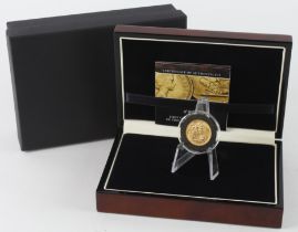 Sovereign 1957 BU, housed in a London Mint Office case with cert and box.