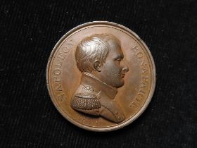 British / French Commemorative Medal, bronze d.40.5mm: Surrender of Napoleon Bonaparte on HMS