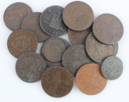 Tokens, 18thC (15) copper, mostly Halfpennies (two Farthings), assortment Fair to VF+