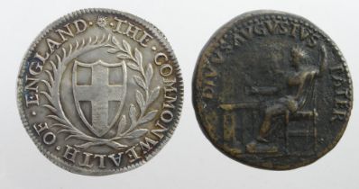 Forgeries (2): Electrotype of a Commonwealth Halfcrown 1651 mm. sun, and what we believe to be a