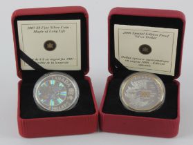 Canada, Royal Canadian Mint fine silver / silver proofs (2): Maple of Long Life (holographic) $8