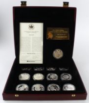 Falklands Fifty Pence silver proof collection 2002 "Queens Golden Jubilee". The thirteen coin set