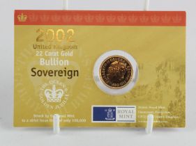 Sovereign 2002 BU in the Royal mint card