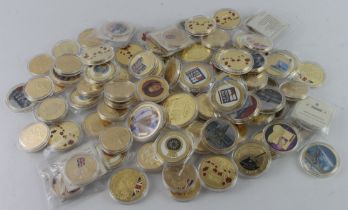 British Commonwealth (100) gilt picture Crowns and medals in capsules.