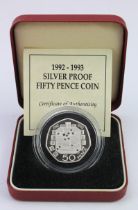 Fifty Pence 1992/3 silver proof. FDC boxed as issued