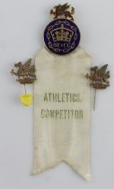 British Empire & Commonwealth Games (1958 Cardiff) enamel pin badge, with ribbon 'Athletics.