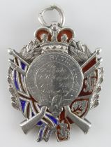 Shooting silver & enamel medal reads on the front "Presented by W.M.C. to Private F.R. Houghton ?