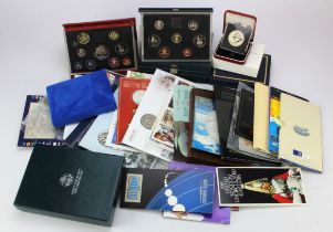 GB & World in a box. Includes Silver Proofs, commemorative sets etc along with other miscellaneous