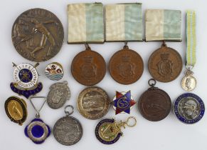 Olympic Games interest - medals and badges from the estate of Charles Mauritzi, Diving Expert.