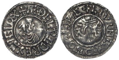 Anglo-Saxon silver Penny of Aethelred II, First Hand type c.979-985 AD. Norwich mint, moneyer
