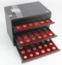 GB & World coins, medals and tokens; large collection housed in a heavy 16-tray lockable black