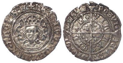 Henry VI silver Halfgroat mule between Annulet / Rosette-Mascle issues, Calais mint c.1430. S.1840/