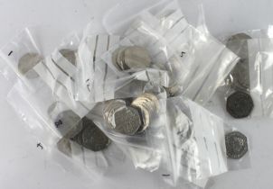 GB 50p's (approx. 197) commemoratives up to 2019, many UNC (no Kew Gardens)