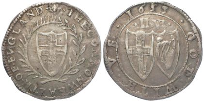 Commonwealth Halfcrown 1653 mm. sun; an interesting contemporary forgery in slightly crude style.