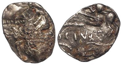 Celtic Britain or Gaul plated silver unit 1.67g, unidentified, obverse unclear possibly a portrait