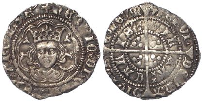 Henry VI silver Halfgroat, Annulet-Trefoil sub issue, trefoil after POSVI. Calais mint. S.1855. 1.