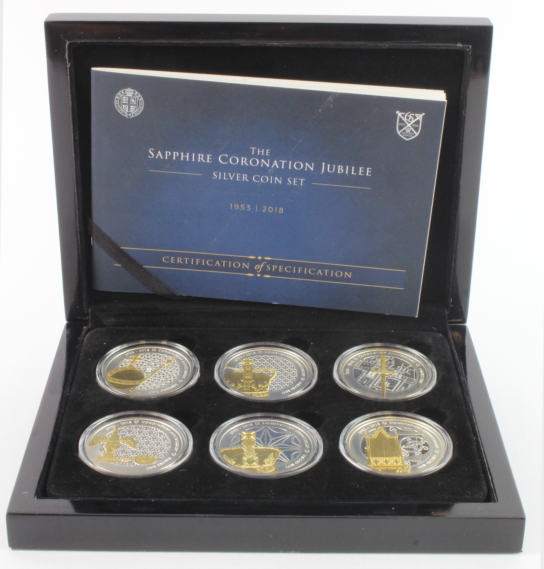 Alderney & Tristan da Cunha silver proof Crowns (6): The Sapphire Coronation Jubilee Silver Coin Set