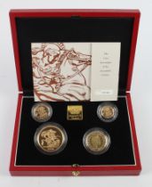 Four coin set 1999 (Five Pounds - Half Sovereign) FDC boxed as issued