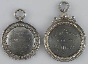 Scottish Prize medals (2) comprising one unmarked silver medal for the Butcher's Pic-Nic, Cults 25.