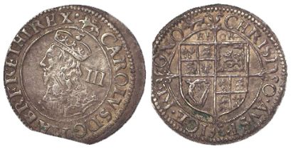 Charles I Threepence, Briot's issue of York, mm. lion passant-guardant, 1638-1639, S.2877, 1.30g.