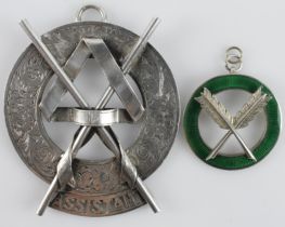 Masonic silver & enamel Secretary's Collar Jewel/medal hallmarked for Bliss, London 1933; measures