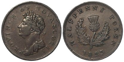 Canada, Nova Scotia, George IV copper Halfpenny token 1823 VF