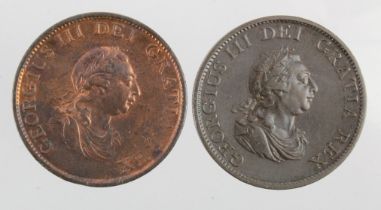 Halfpennies (2) 1799, VF