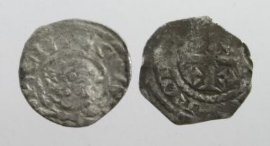 English Hammered Silver Pennies (2): Henry II 'Tealby' unidentified, 1.00g, Fair; along with Richard