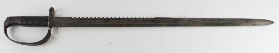 British P1879 Artillery sawback sword bayonet for the Martini Henry. No Scabbard. Several markings /