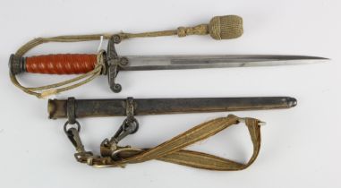 German 3rd Reich Army Dagger with scabbard, hangers and portpee. Blade maker marked 'P.D.Lune