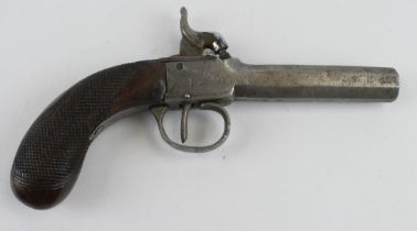 19th century English percussion box lock pistol.