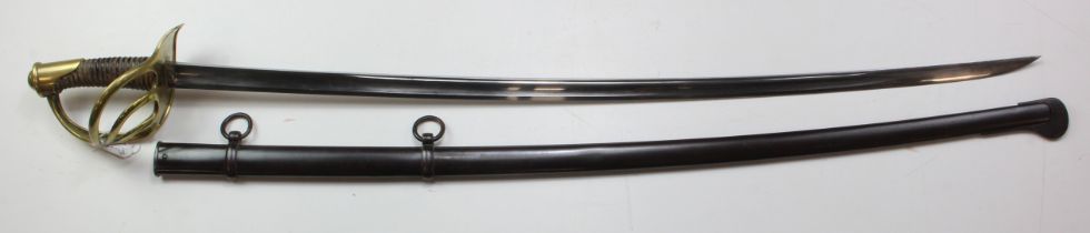 French Cuirassier type Sword, blade 38", top of blade marked "Manuf de Klingenthal Mai 1824",