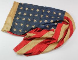 American large WW2 wall hanging or normal Flag, service wear, 48 stars.