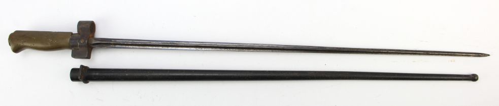 French WW1 Lebel M1886/93/16 Epee bayonet, in its steel scabbard. Good overall condition, with brass