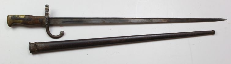 French Gras Epee bayonet, M1874. Top of blade with script and dated 1878. Good blade, matching