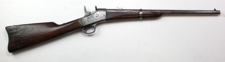 Carbine a US Cavalry Remington Arms single shot Carbine, action tang with Remington Address and